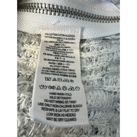 Free People Gray and White Boat Neck Sweater with Zip Sides Medium Pre-owned - Picture 5 of 9